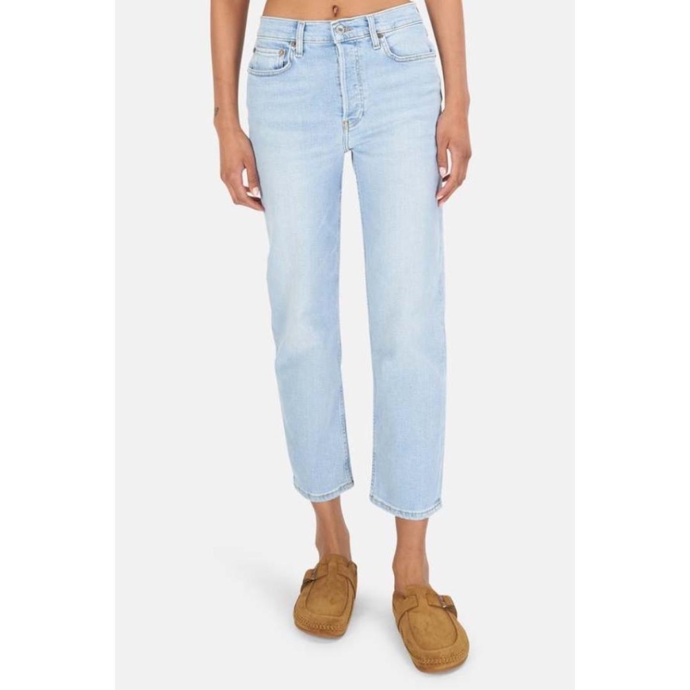 Re/Done Women Straight Leg Jeans Light Wash Blue